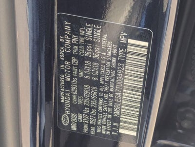 2026 Hyundai PALISADE HYBRID SEL 7 Passenger